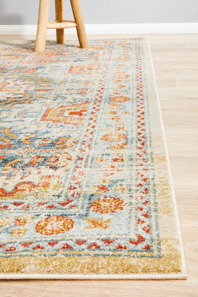 Legacy Blue Power - Loomed Polypropylene Rug with Floral Design