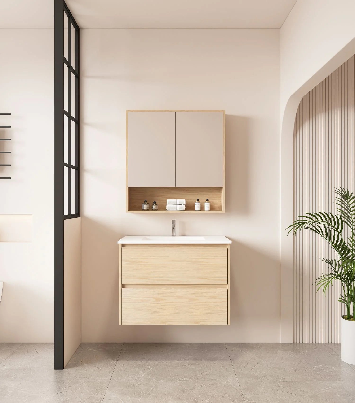 HERA MDF Wall-Mounted Tas Oak Vanity Cabinet in Various Sizes