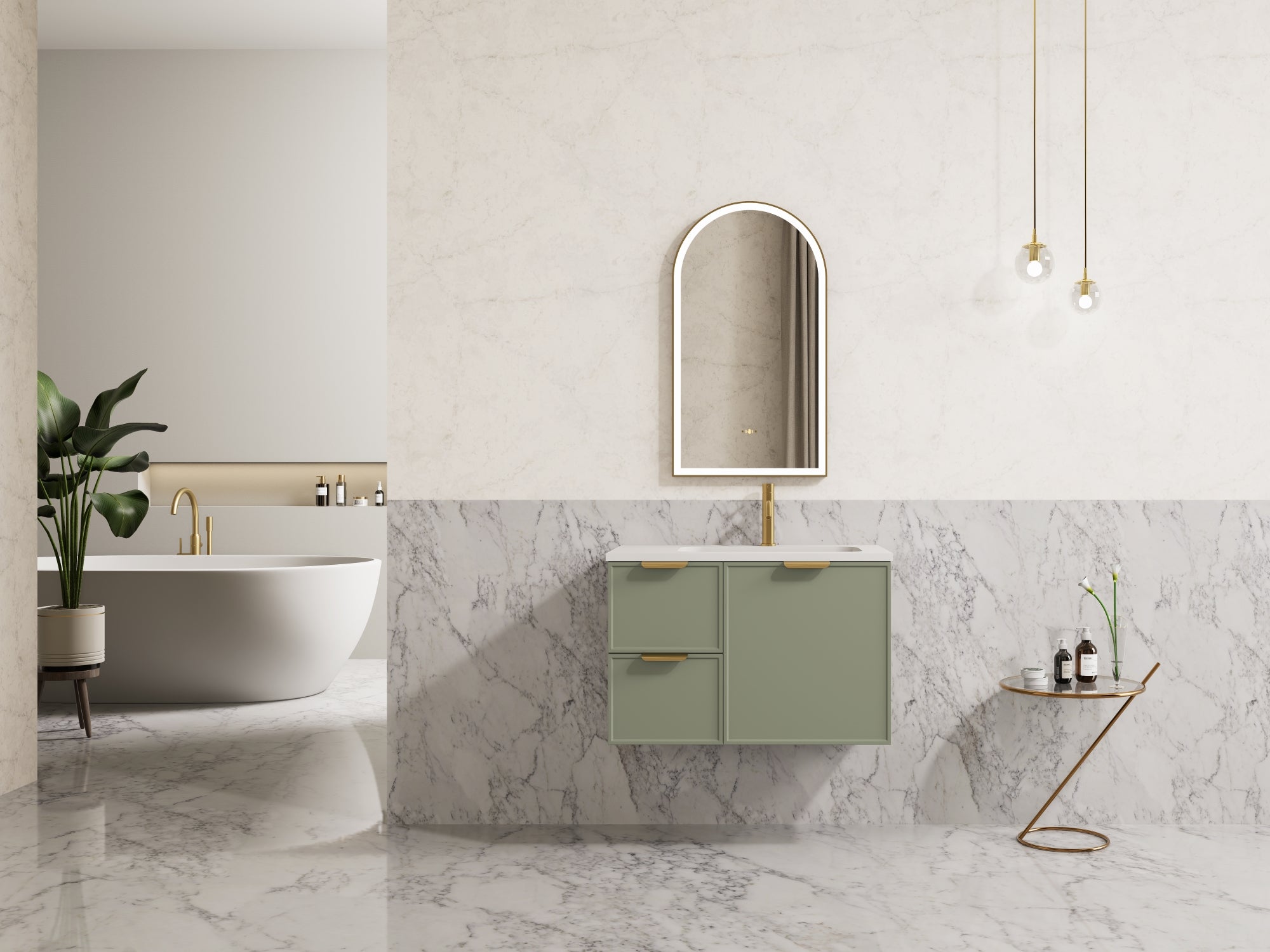 750mm Olive Green Miami Wall - Hung PVC Bathroom Cabinet