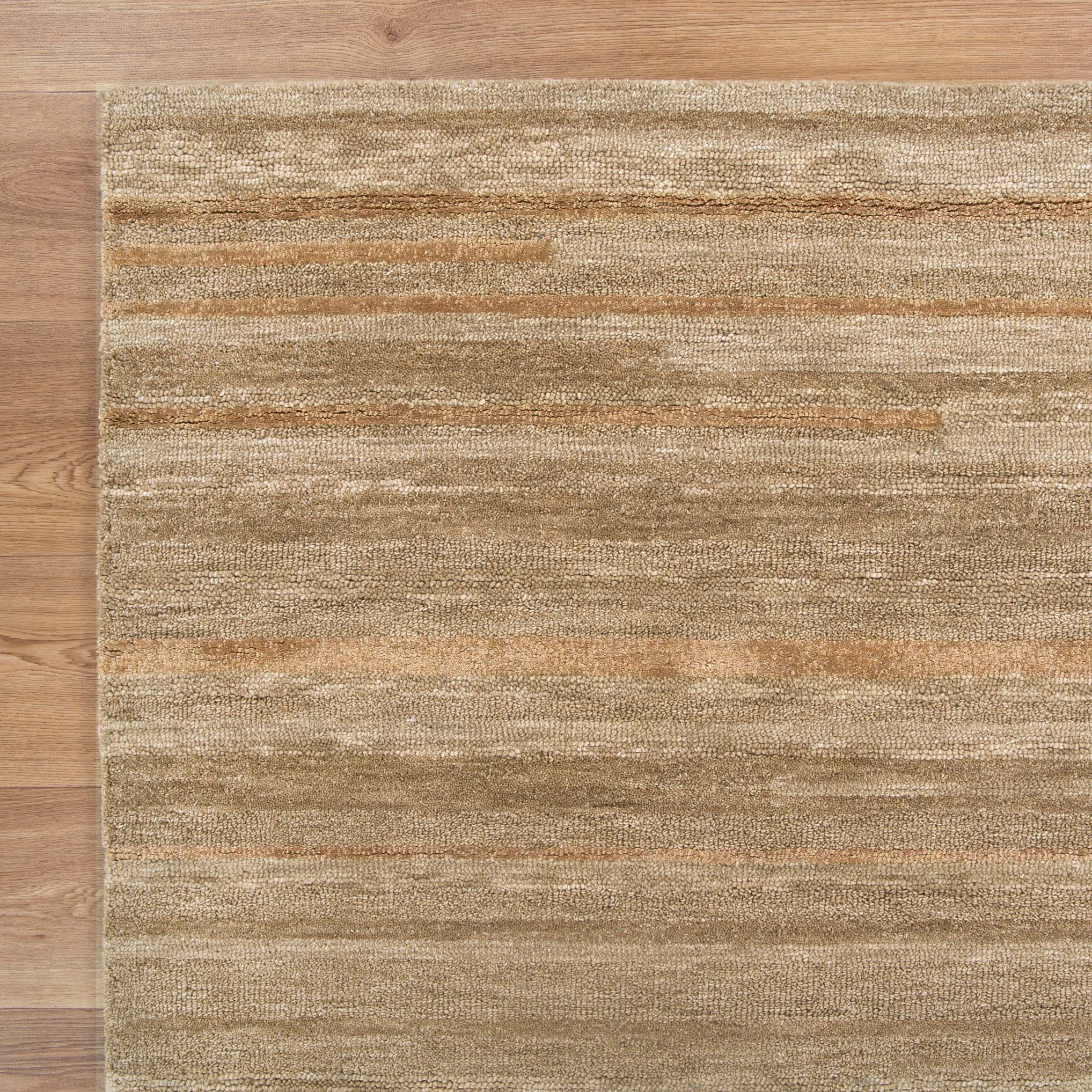 Exclusive Les Nomades Linear Caramel Hand - Tufted 100% Wool Rug for Modern Decor