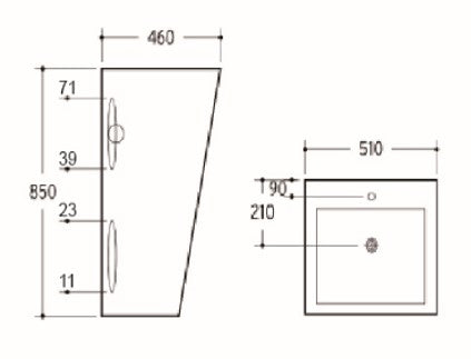Hot Sale! POSEIDON Free Standing Bathroom Basin with 510x460x850 Dimensions