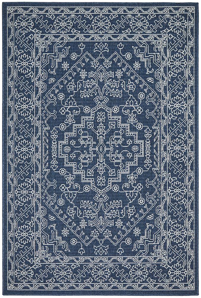 Stylish Ocean Navy Durable Outdoor and Indoor Polypropylene Rug