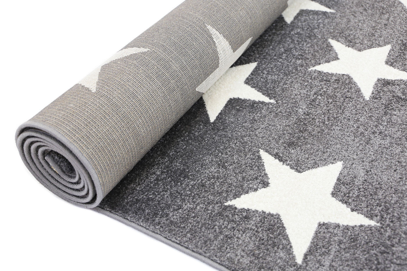 Piccolo Kids Rug: Charcoal & White Stars - Ideal for Imaginative Play