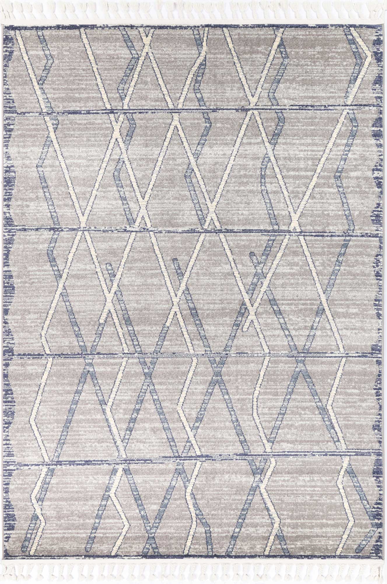 Contemporary Blue & Grey Peru Tupzia Rug - Easy to Clean and Durable