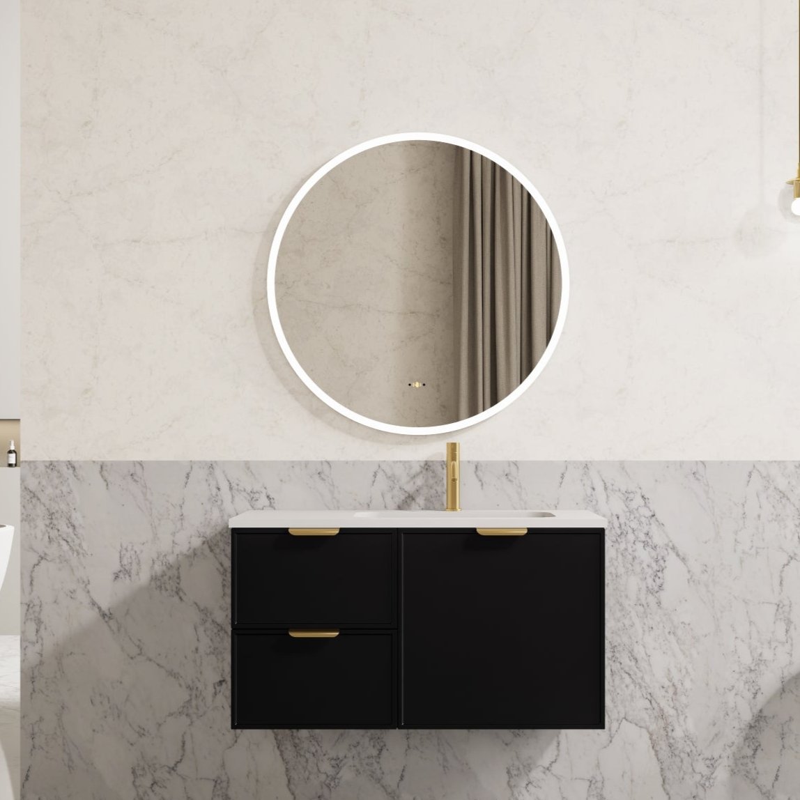 Exclusive Miami Wall - Hung PVC Bathroom Vanity Cabinet 900mm in Matte Black