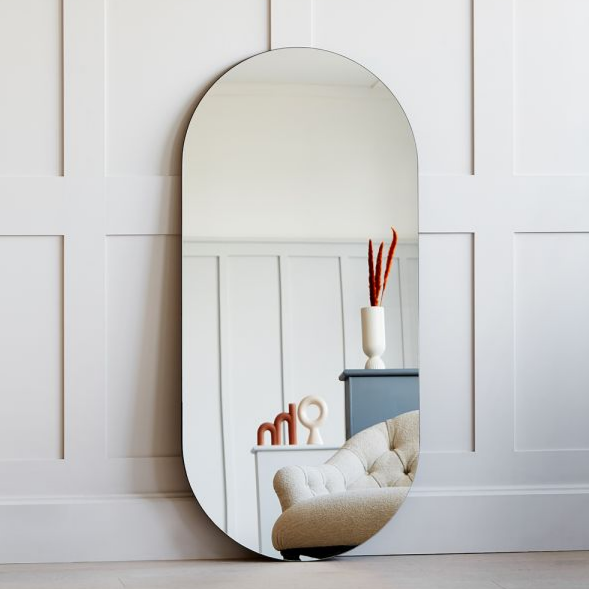 Hot! Poseidon Matte Black Oval Framed Mirror - 900/1000mm
