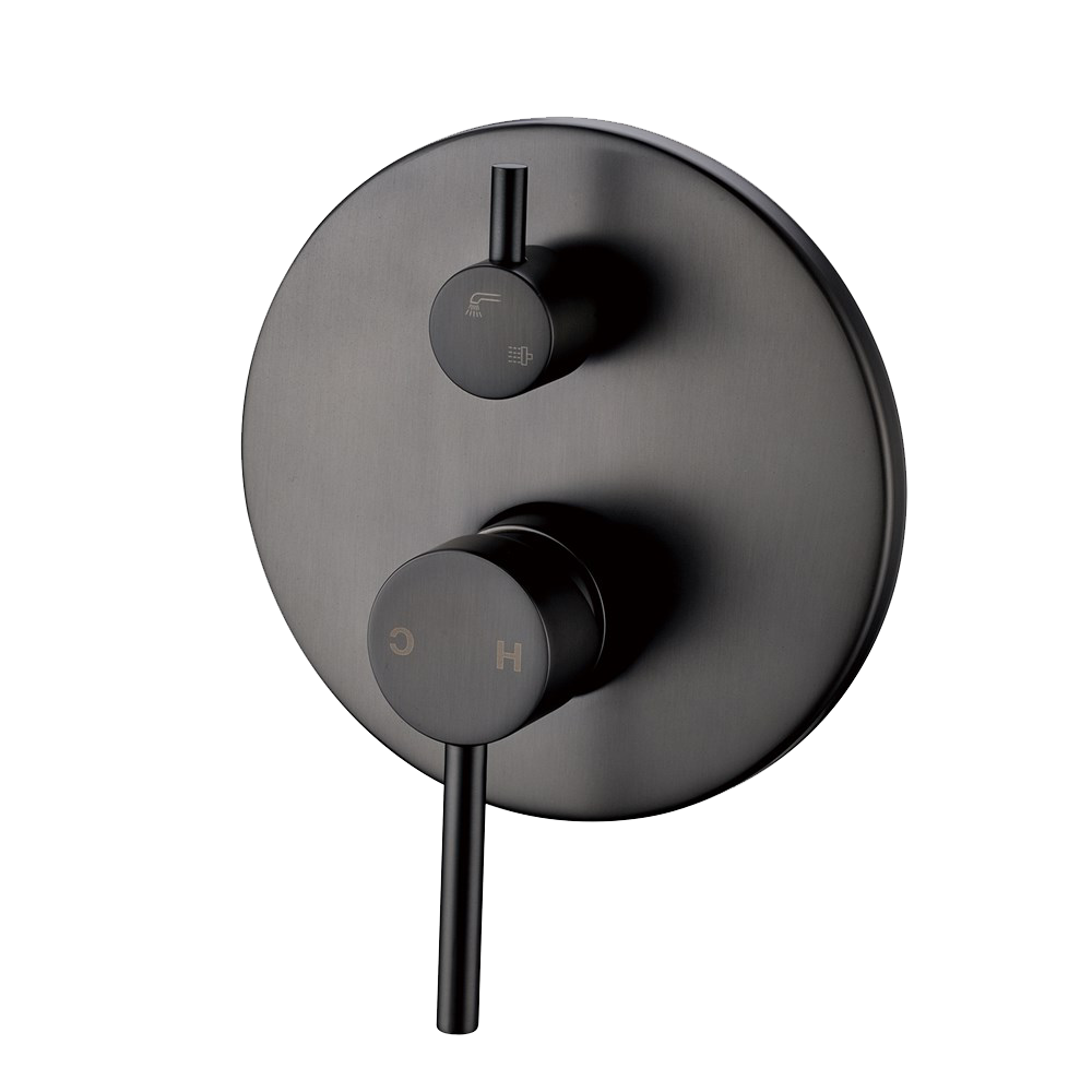LUCID PIN Gun Metal Grey Round Shower/Bath Mixer Diverter - Upgrade Your Bathroom Now