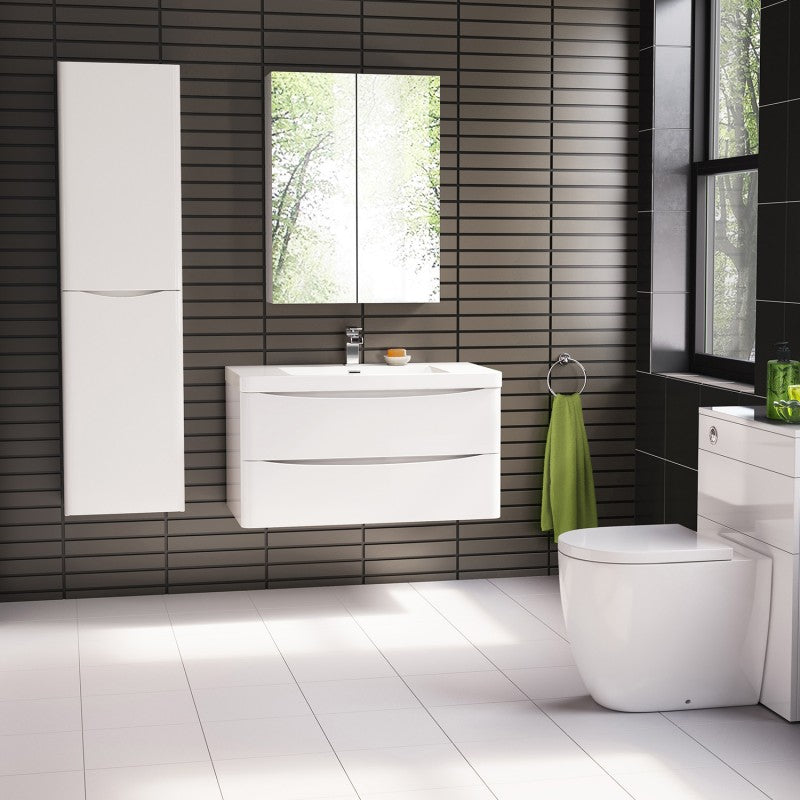 ANCONA 900mm Gloss White Wall - Hung Vanity for Contemporary Bathrooms