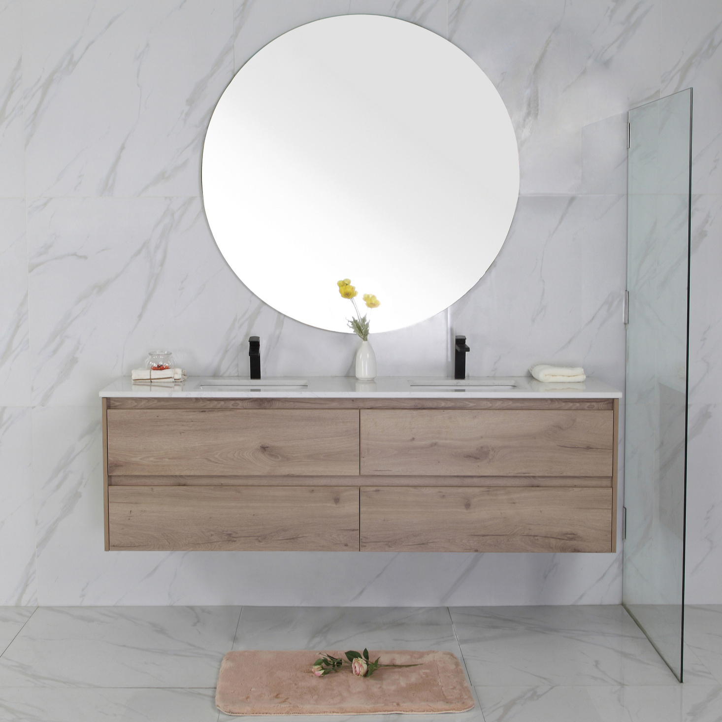 Exclusive MAX MDF Wall Hung Vanity in Natural Oak (All Sizes)