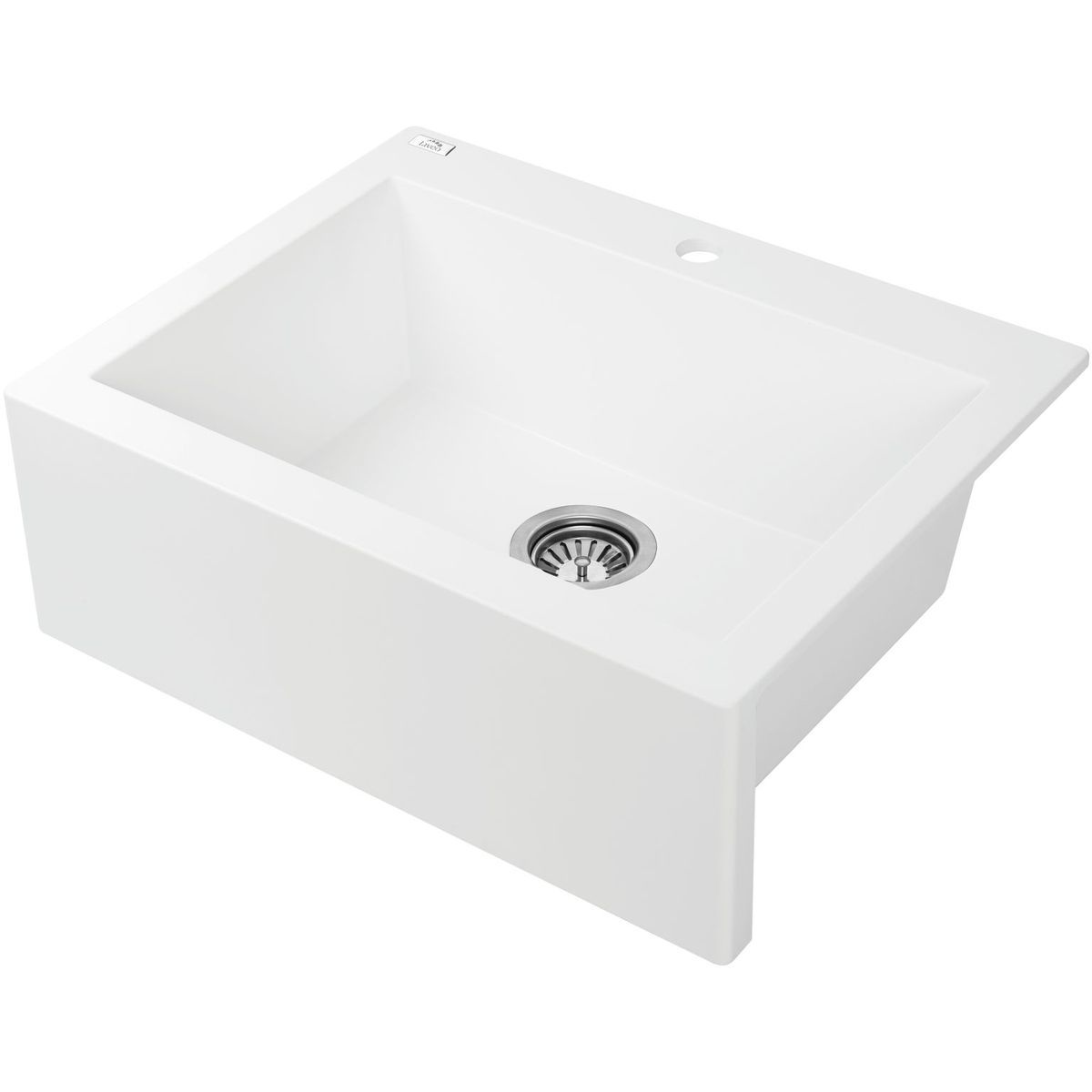 Laveo White Granite Single - Bowl Sink, 490x580x220mm for 600mm Cabinets