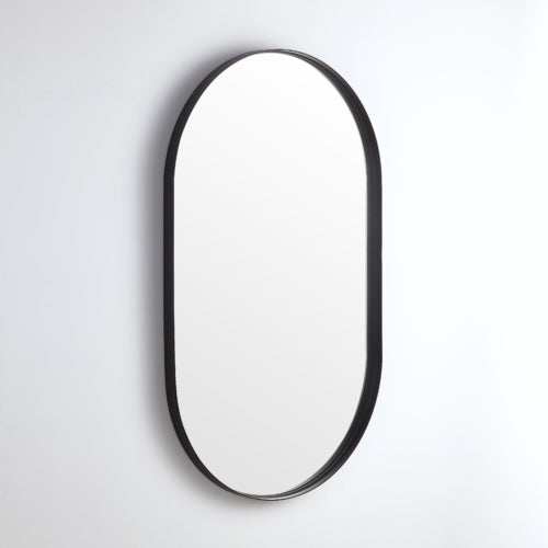 Hot! Poseidon Matte Black Oval Framed Mirror - 900/1000mm