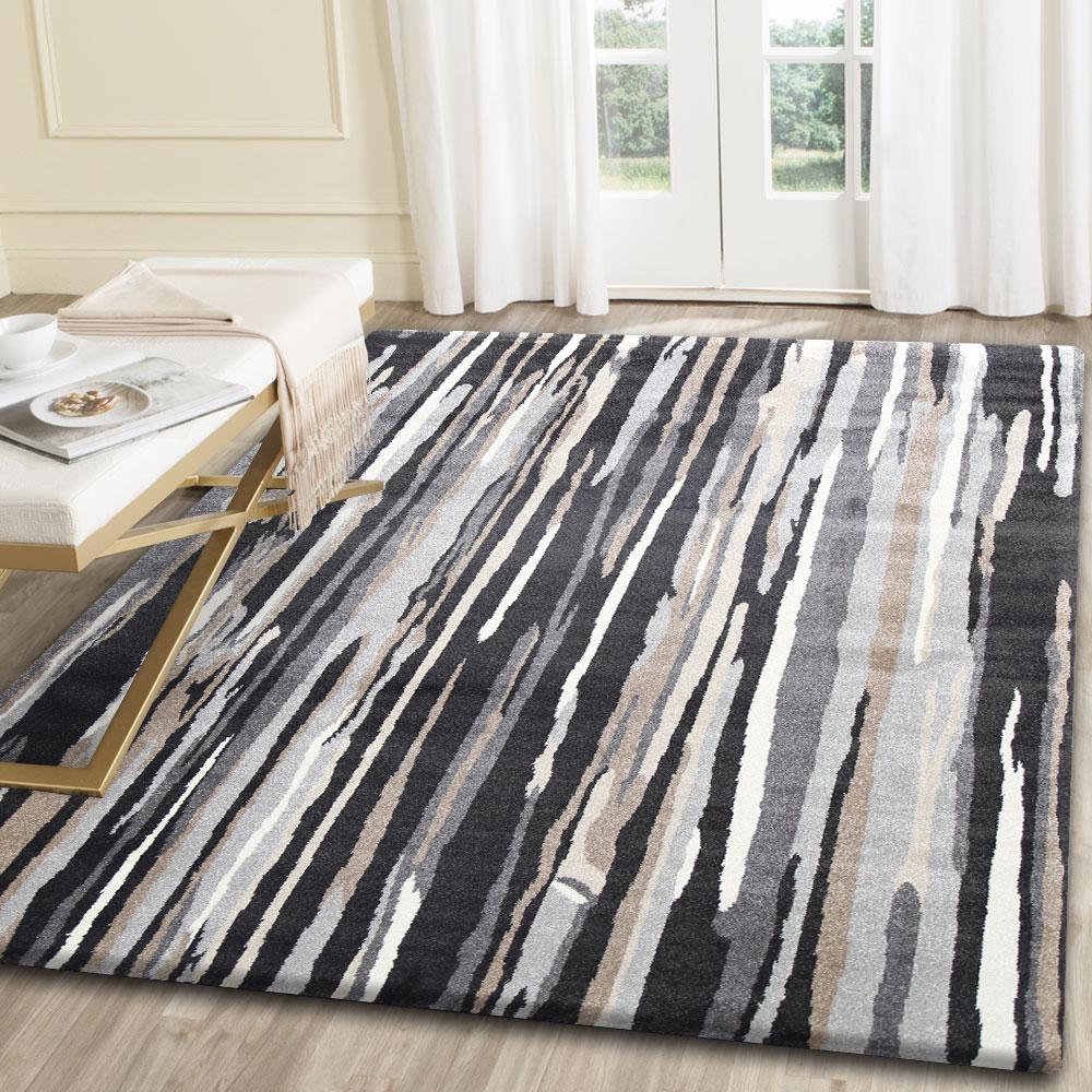 Moreau Ismerie Abstract Black and Beige Decorative Rug