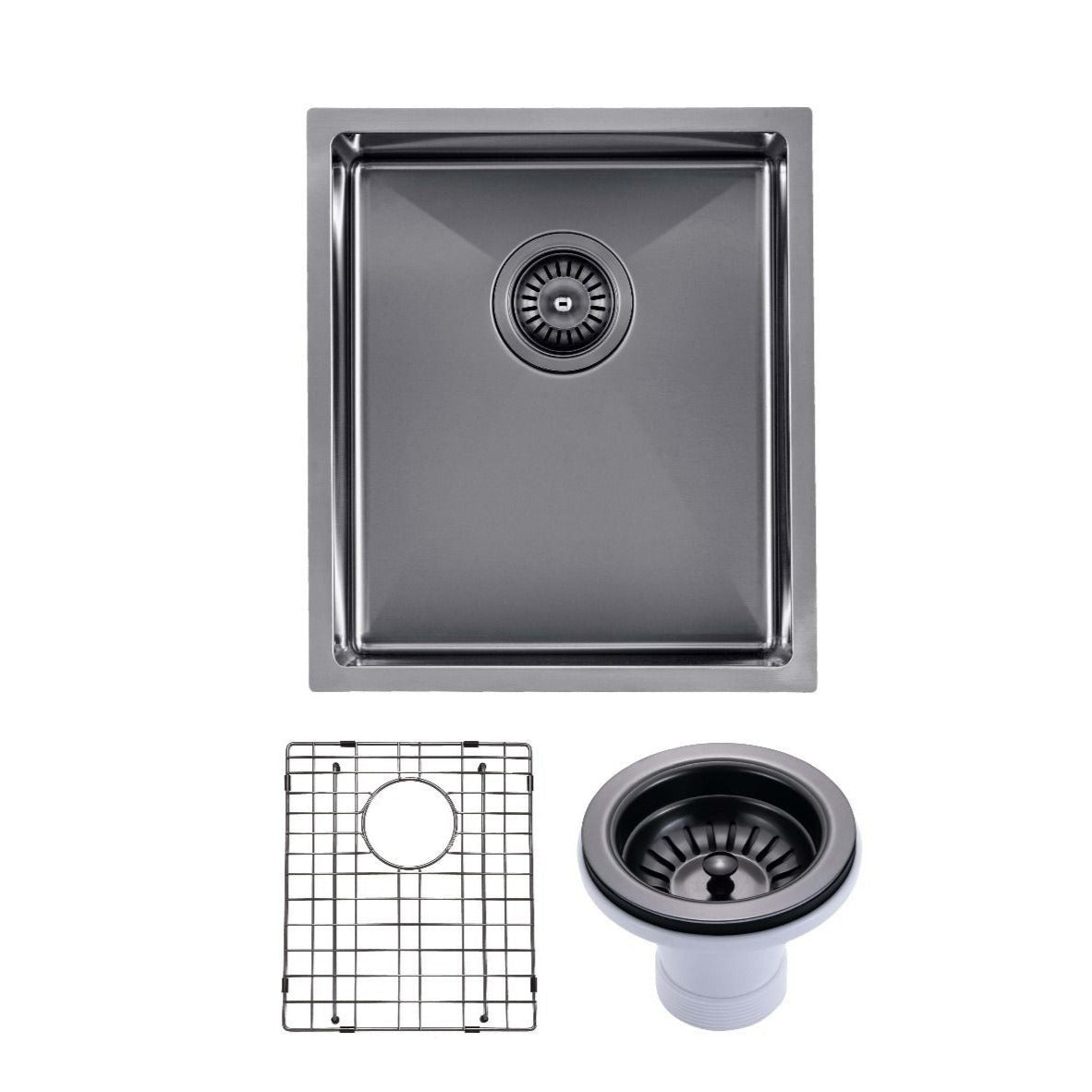 Hot Deal! Gun Metal Grey 390x450x215mm 1.2mm Stainless Steel Sink Set
