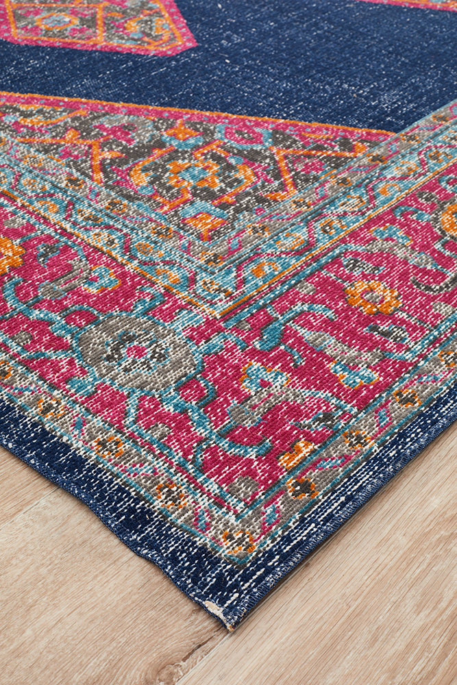 Get the Distressed Look! Eternal Whisper Blink Navy Polypropylene Rug from Turkey