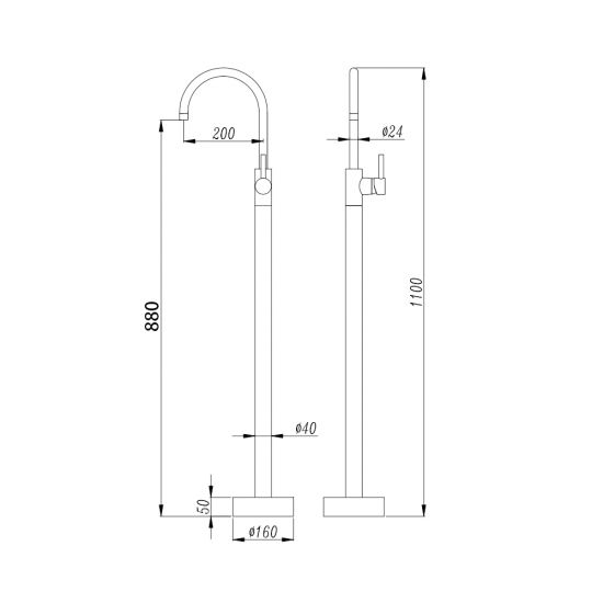 Round Brushed Nickel Freestanding Solid Brass Mixer with Excellent Tactility