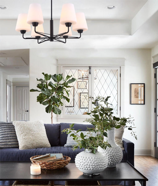Exclusive Offer! Traditional Interior Opal Glass 6-Lamp Pendant Lights by ABBEY