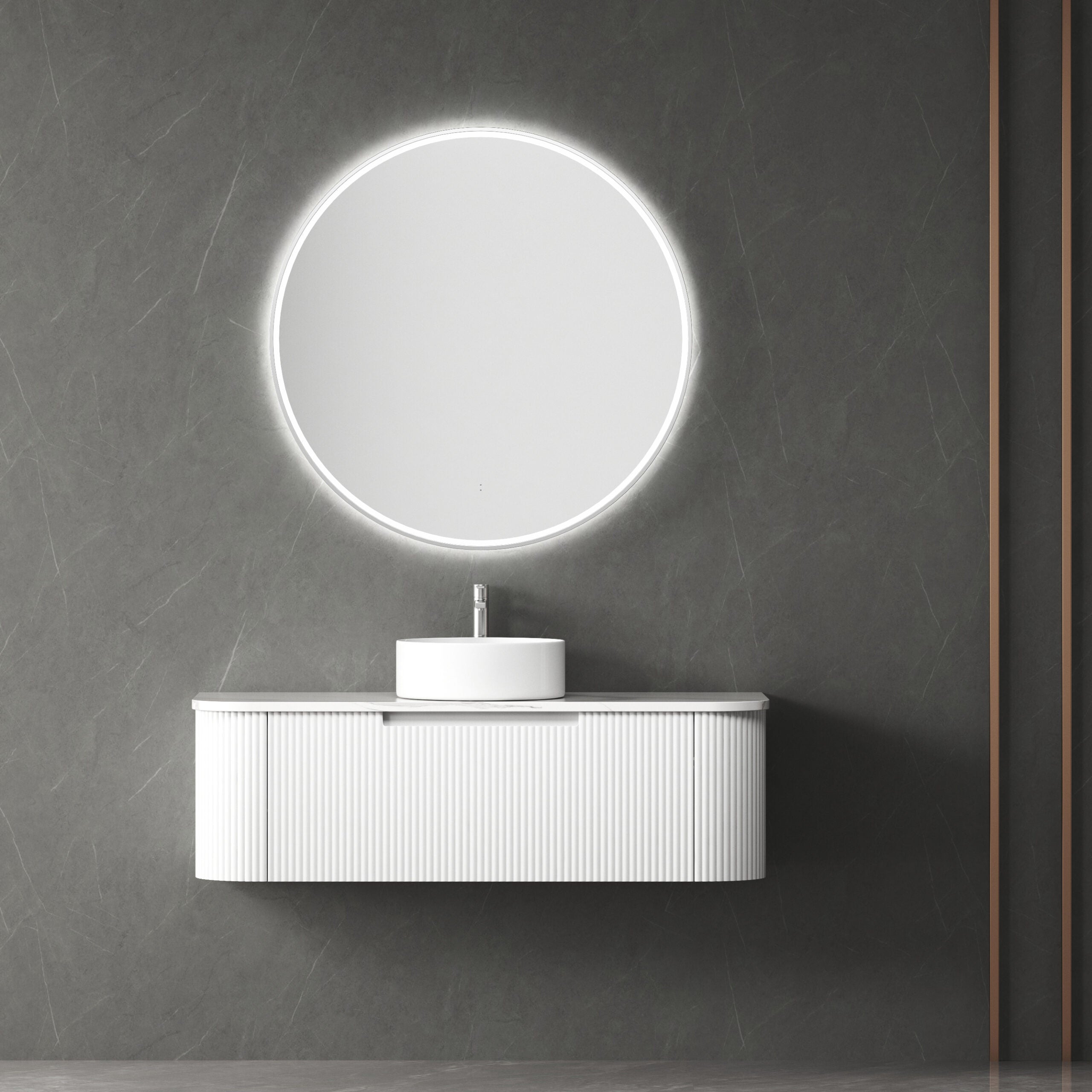 PETRA MARK II Wall - Hung Curved Vanity in Matte White, All Sizes Available, Ideal for Your Bathroom