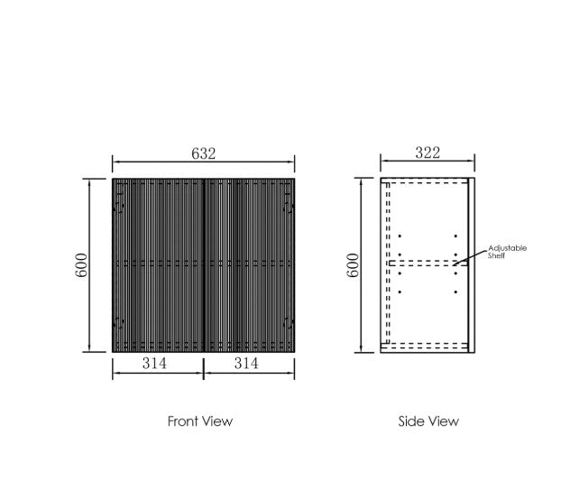 Marlo 632x322x600 Matte Black Laundry Wall Cabinet with Soft - Closing Doors
