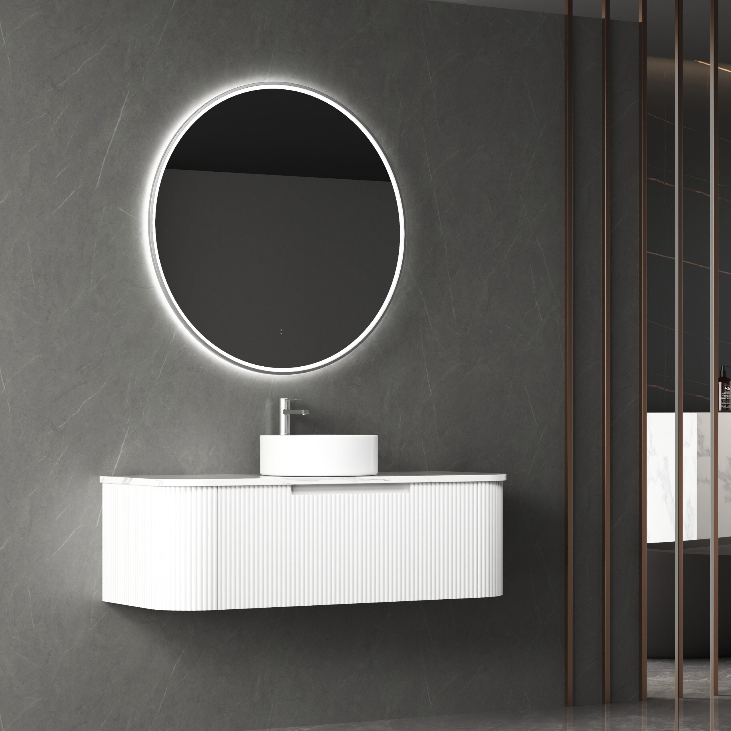 PETRA MARK II Wall - Hung Curved Vanity in Matte White, All Sizes Available, Ideal for Your Bathroom
