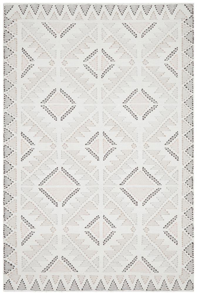 Estella Exquisite White Peach Flat-Woven Rug from India