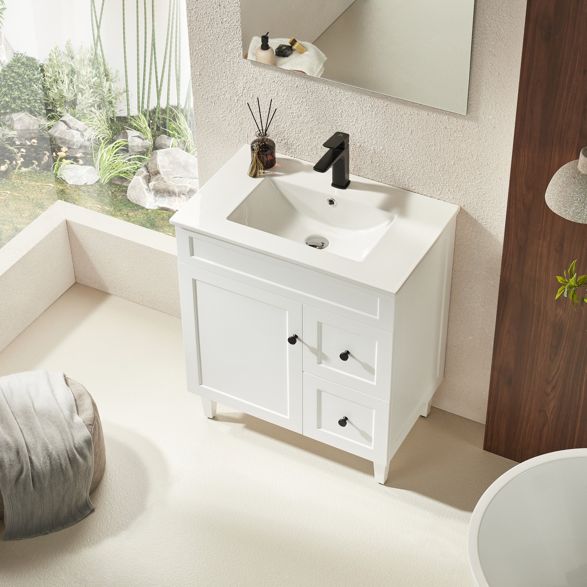 750mm Matte White Harrington PVC Freestanding Floor Cabinet Vanity
