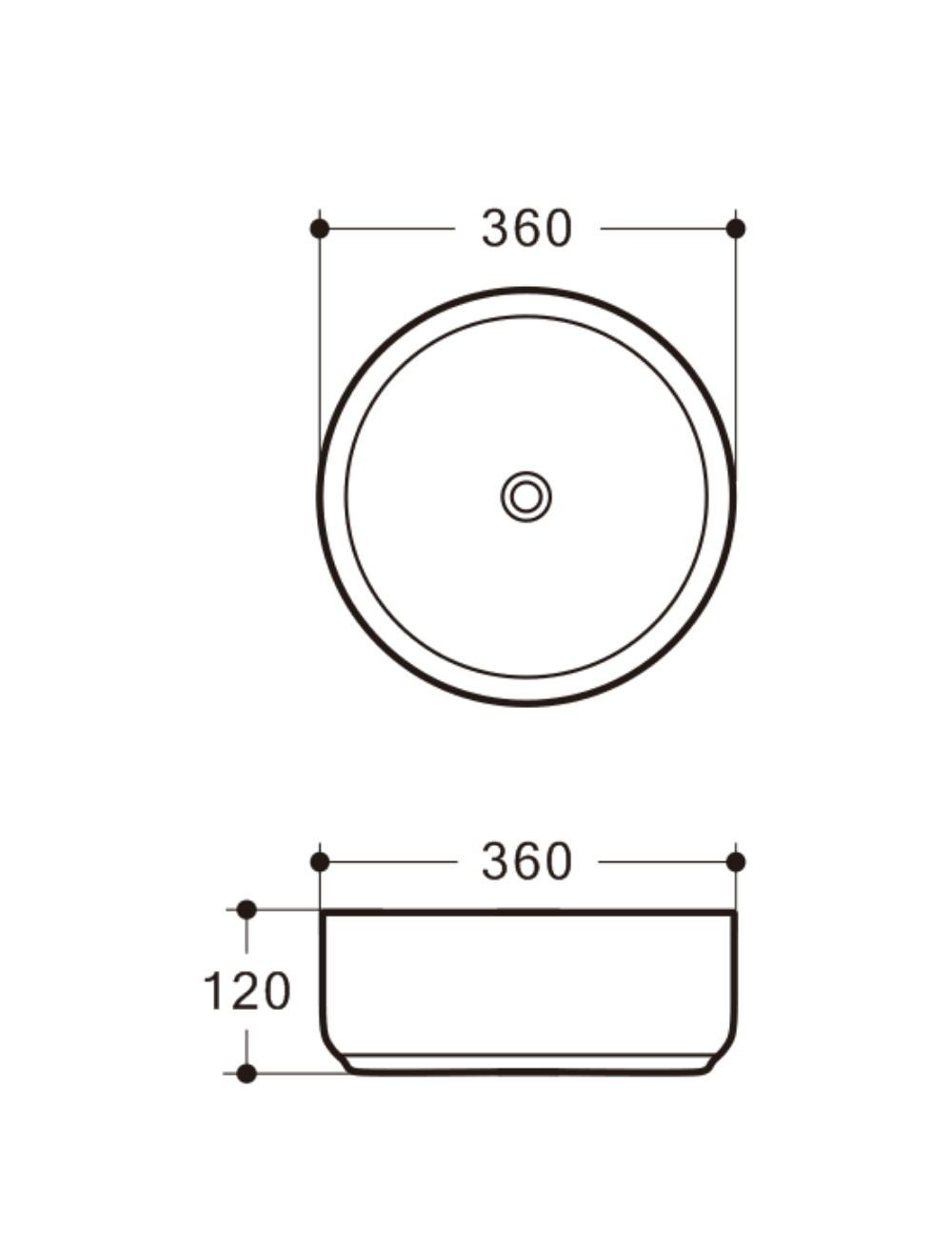 Hot Deal! ABS Round 360mm Brushed Gold & Gloss White Basin