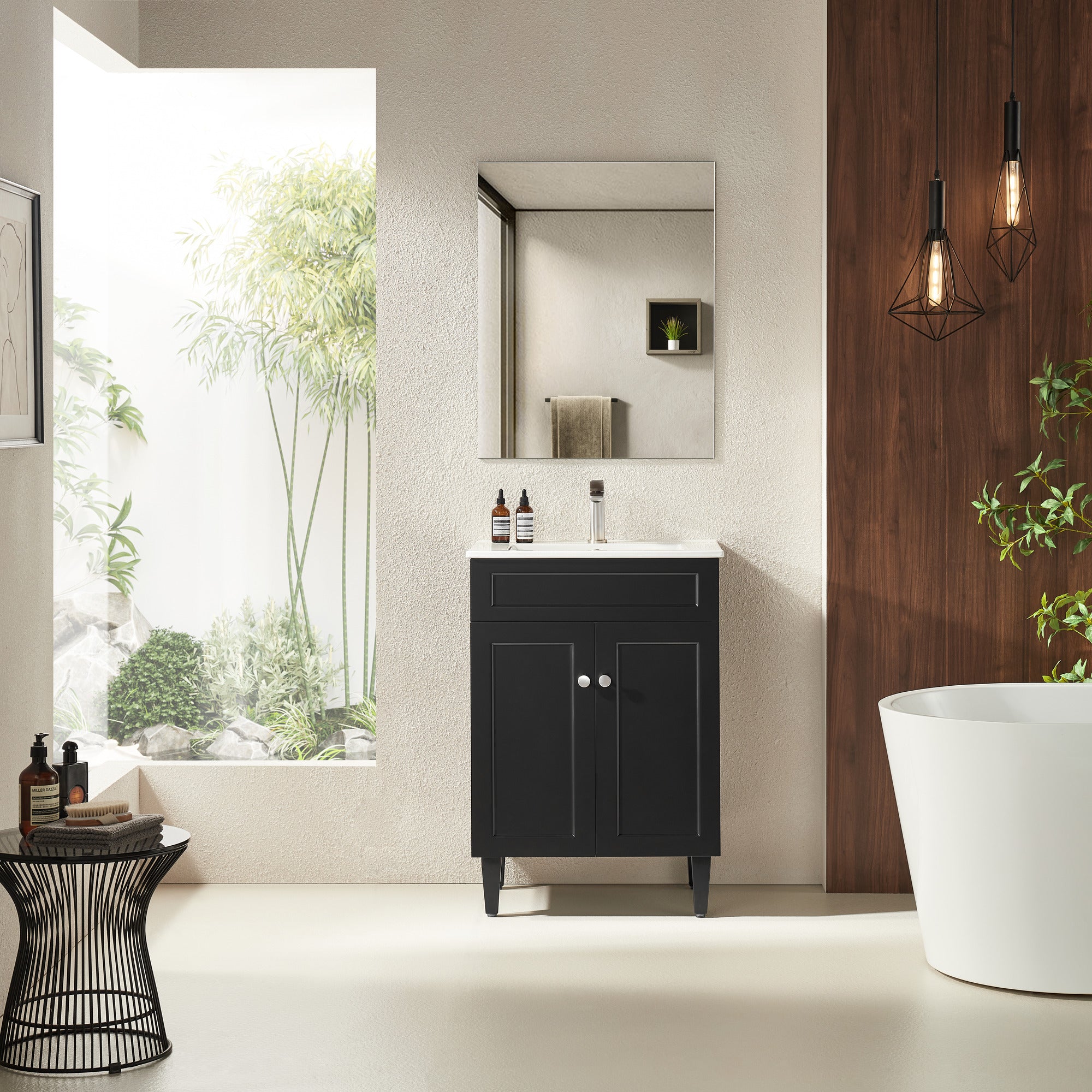 Hot Sale! 600mm Harrington Freestanding PVC Bathroom Vanity in Matte Black