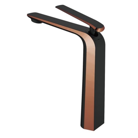 Hot Deal! Esperia Tall Basin Mixer in Matt Black & Rose Gold, Solid Brass