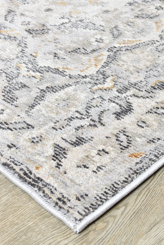 Trendy Medina Light Grey Rug 0318A with Classic Floral Design