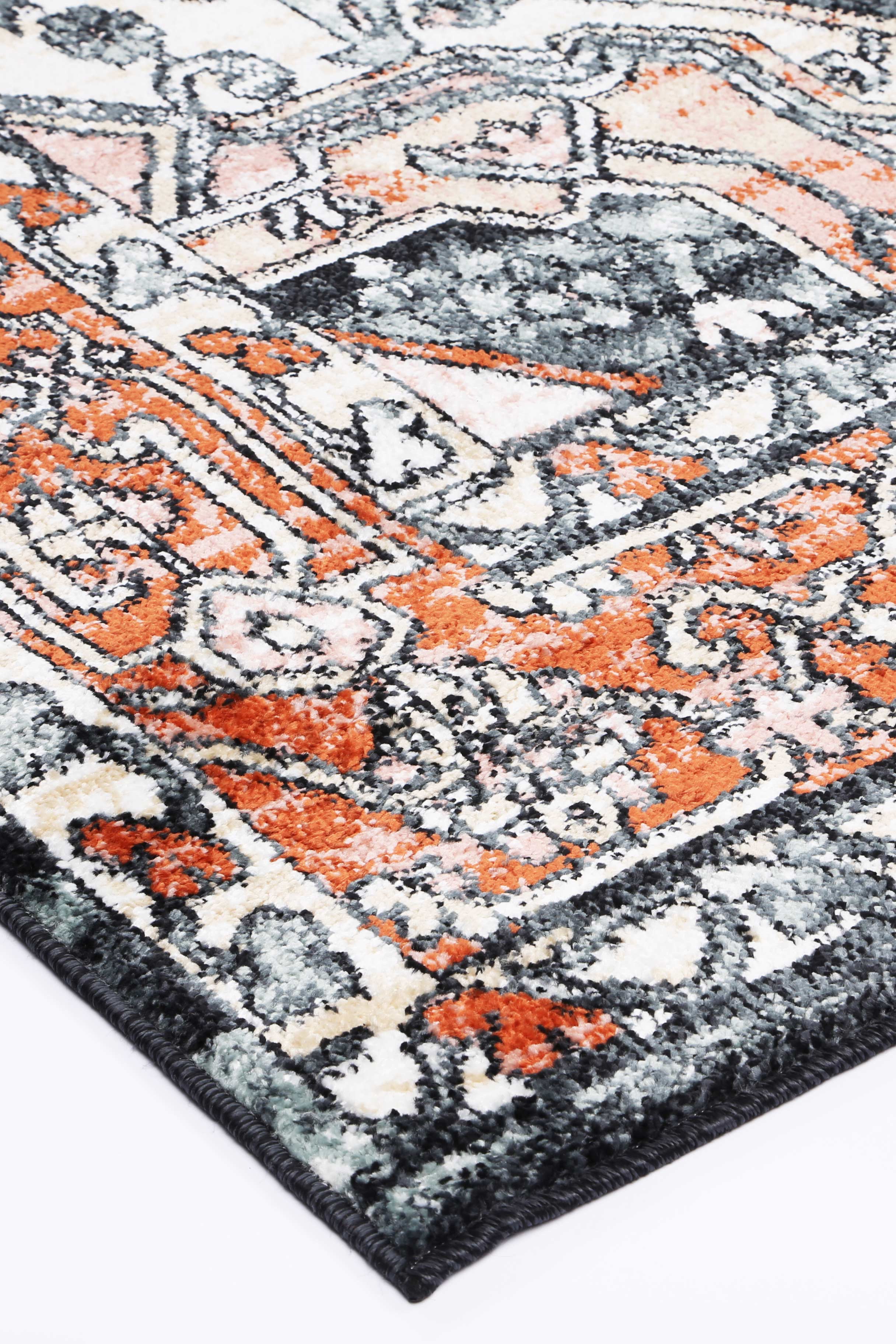 Exclusive Anatolia Traditional Terracotta and Black Polypropylene Rug for High-Traffic Areas