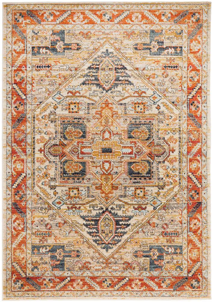 100% Polypropylene Legacy Rust Rug with Faded Persian Design, Made in Turkey