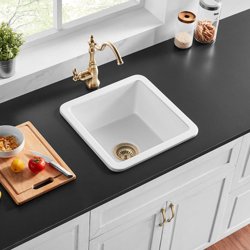 Hot Sale! POS Camden Gloss White Fireclay Undermount Kitchen Sink - 457x457x228mm