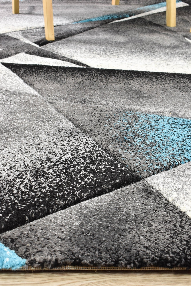 Hot Sale! Novus 54B Turquoise Grey Contemporary Machine - Woven Rug