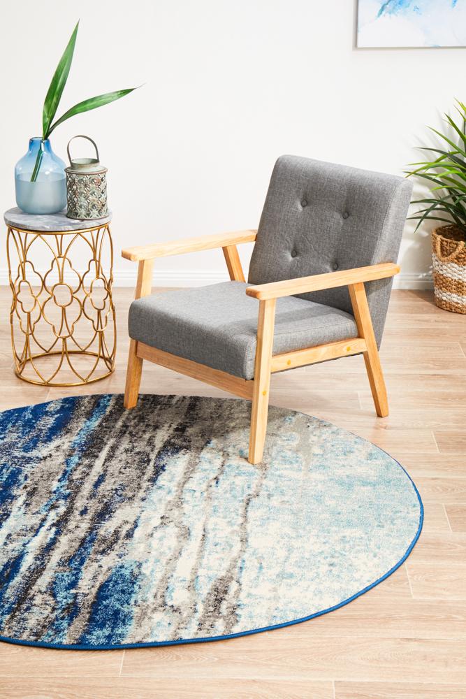 Hot! Evoke Transpose Blue Round Transitional Rug
