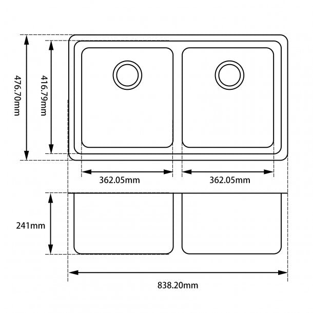 Hot Sale! 838x476mm Matte Black Granite Double Bowl Kitchen Sink for Modern Kitchens