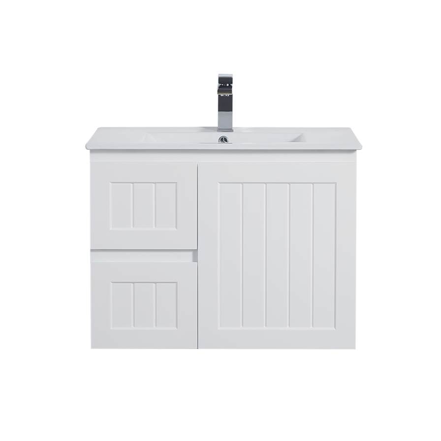 Matte White ACACIA Shaker PVC Wall-Hung Vanity Unit 750mm