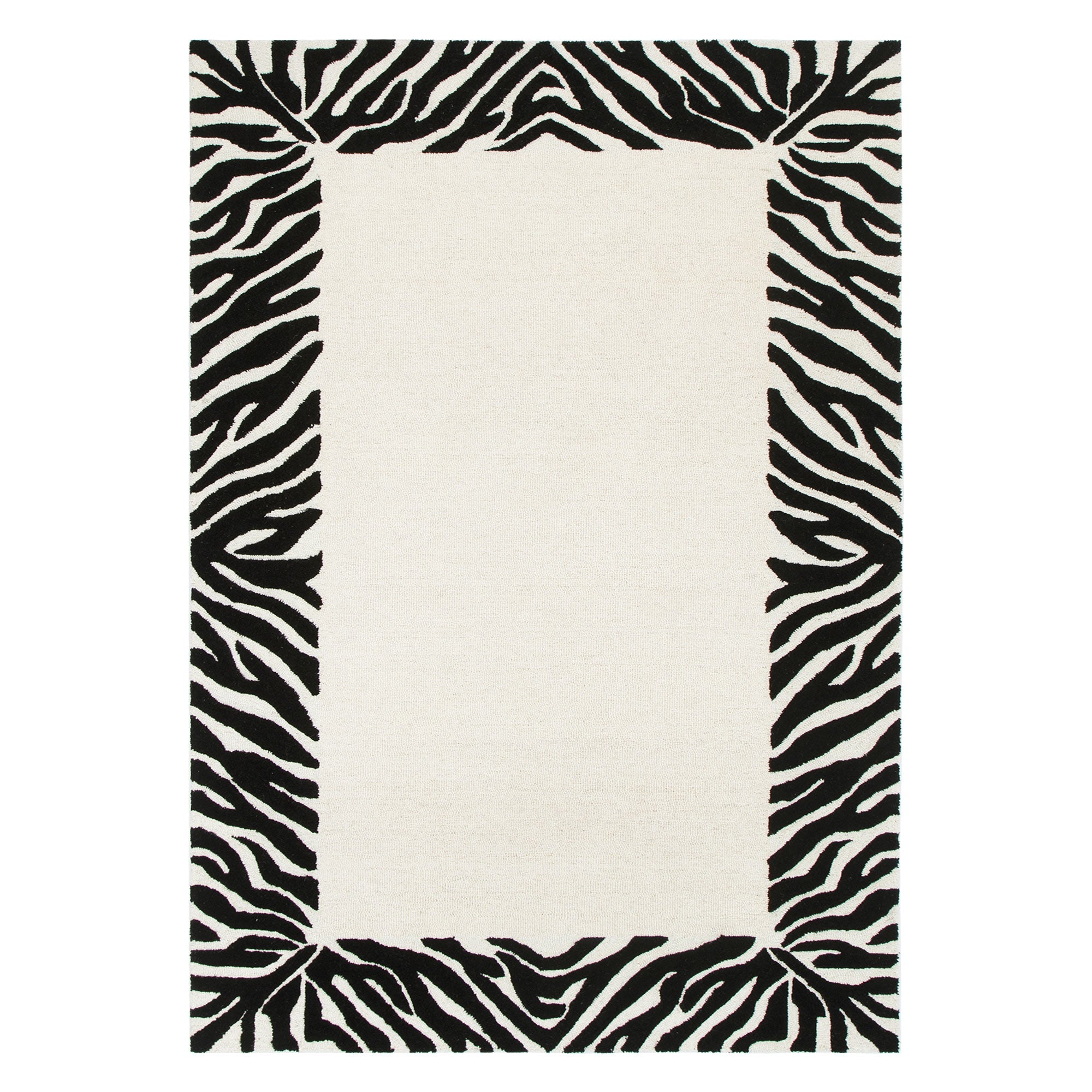 Les Nomades Zanzibar Luxurious Black & White Hand - Tufted Wool Rug