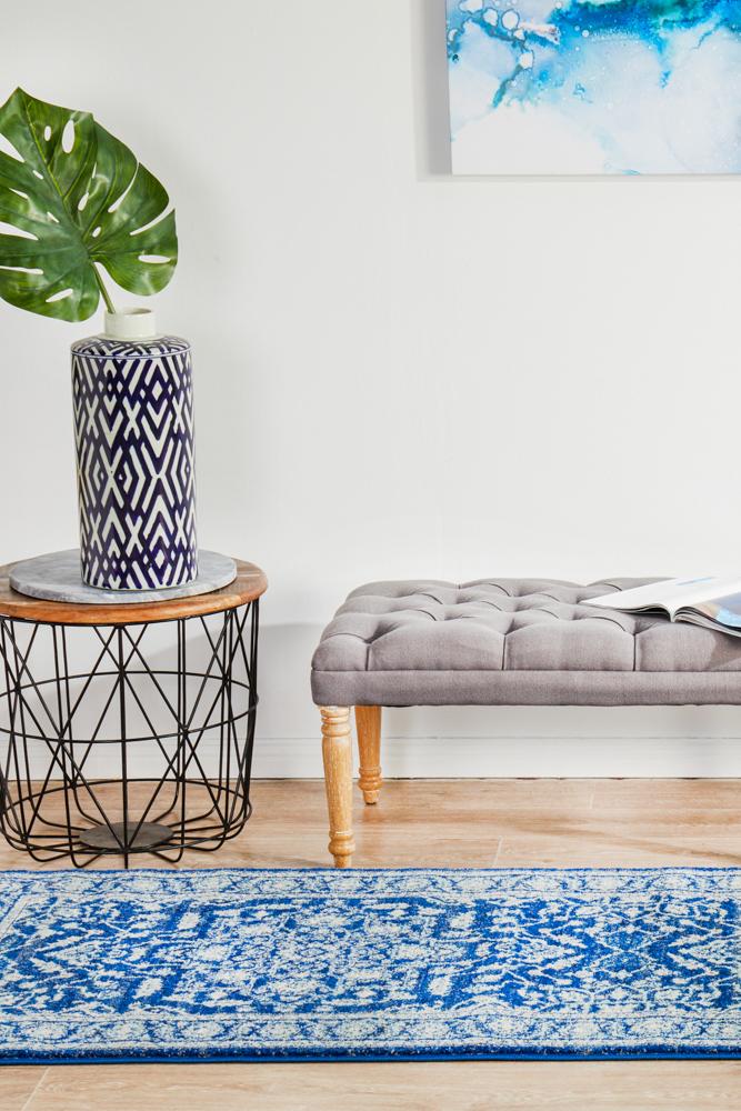 Navy Transitional Power-Loomed Runner Rug with Artisan Craftsmanship