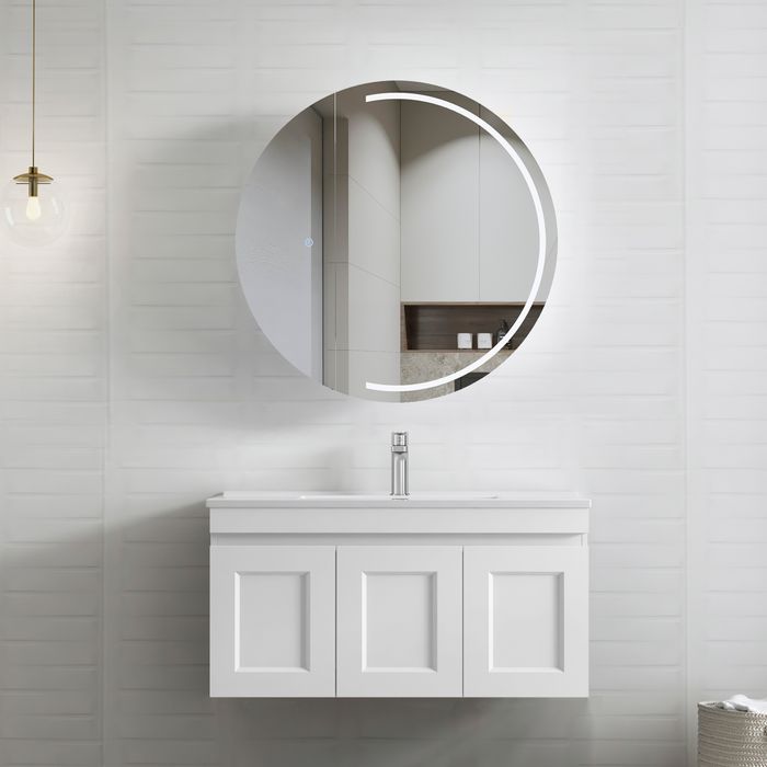 HAMPTON Mark II 900mm Matte White Wall-Hung Bathroom Vanity with Ample Storage