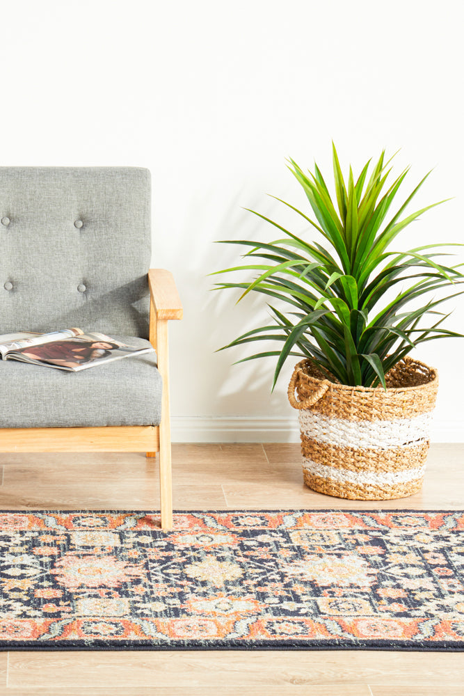Navy Legacy 860 Runner Rug with Persian - Inspired Botanical Design