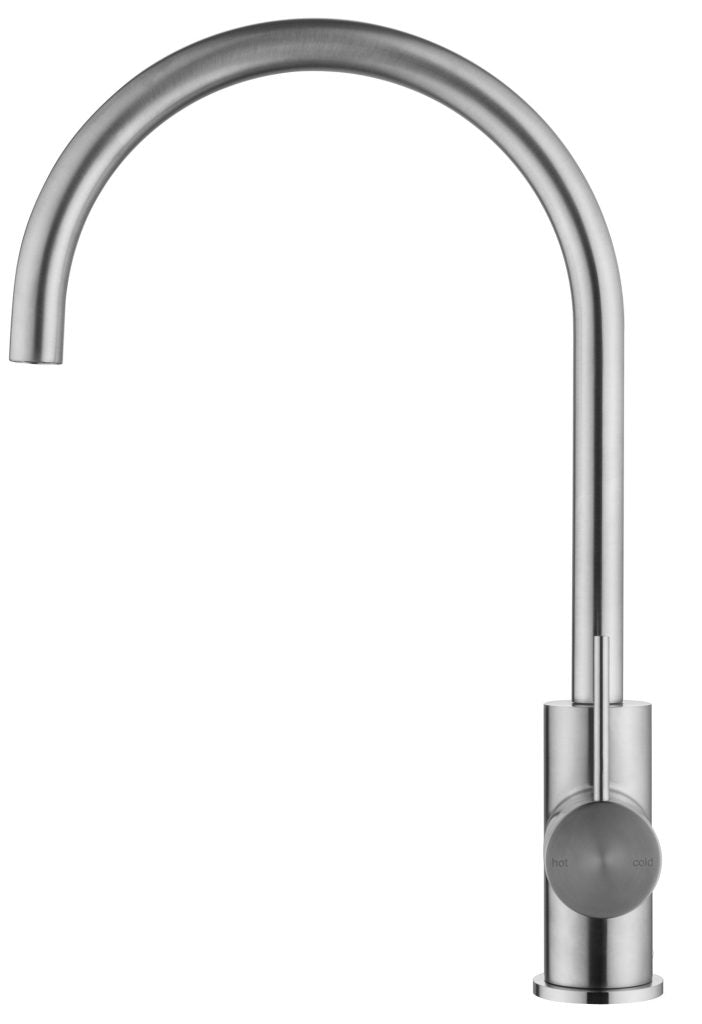 Brushed Nickel Mica Gooseneck Kitchen Sink Mixer with Modern Design