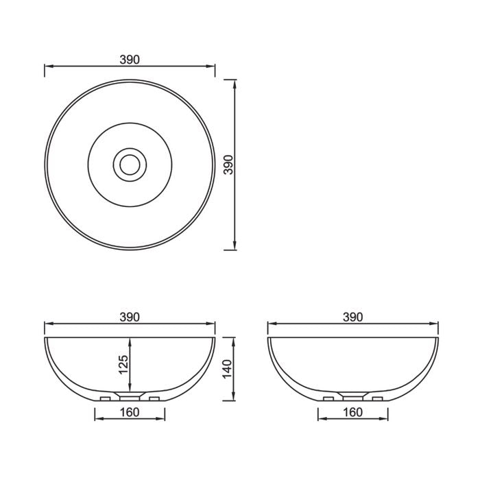 Hot! London Round Matte White Basin 390x390x145