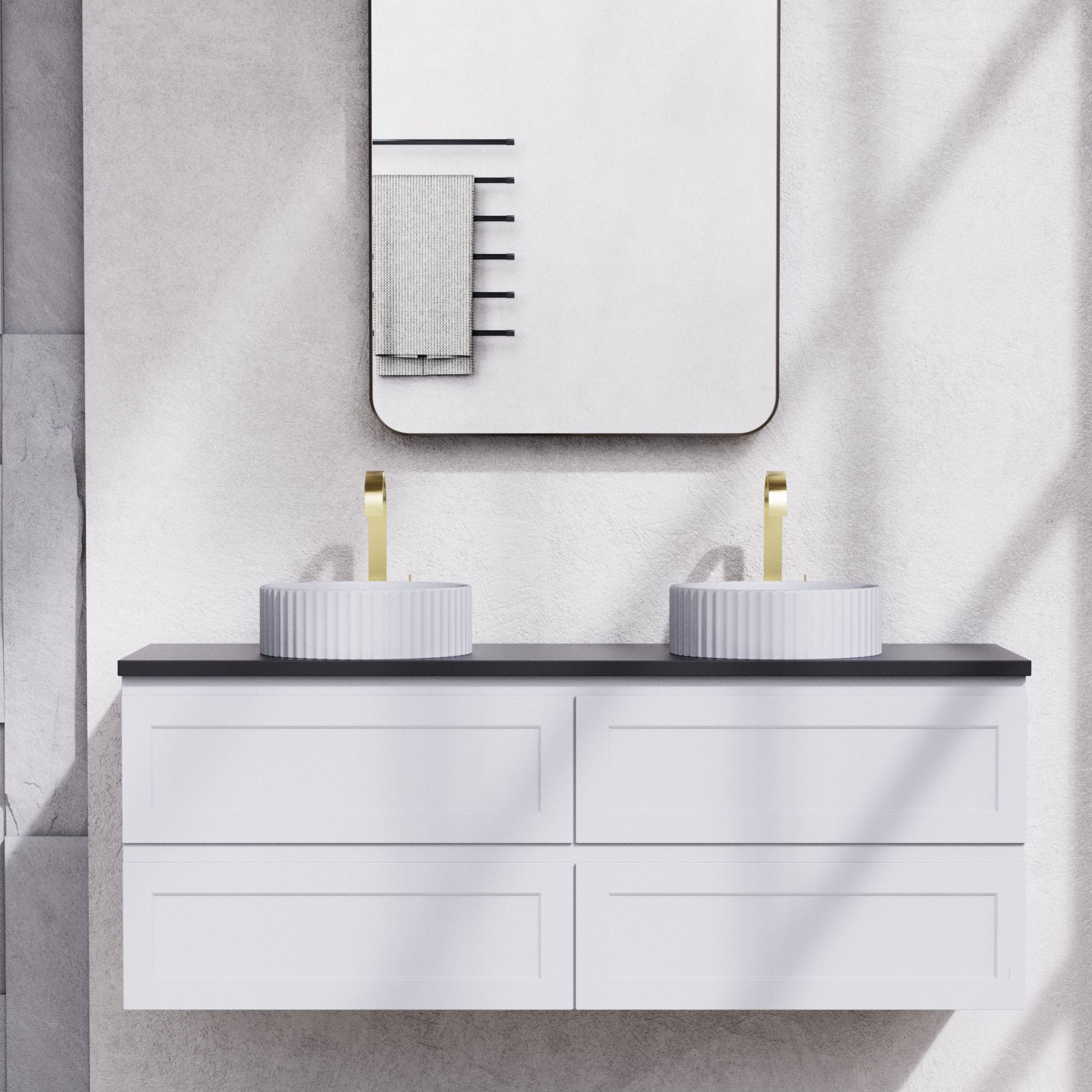 1500mm Fremantle Wall-Hung PVC Vanity Cabinet in Matte White (Single/Double Bowl) - Premium Quality