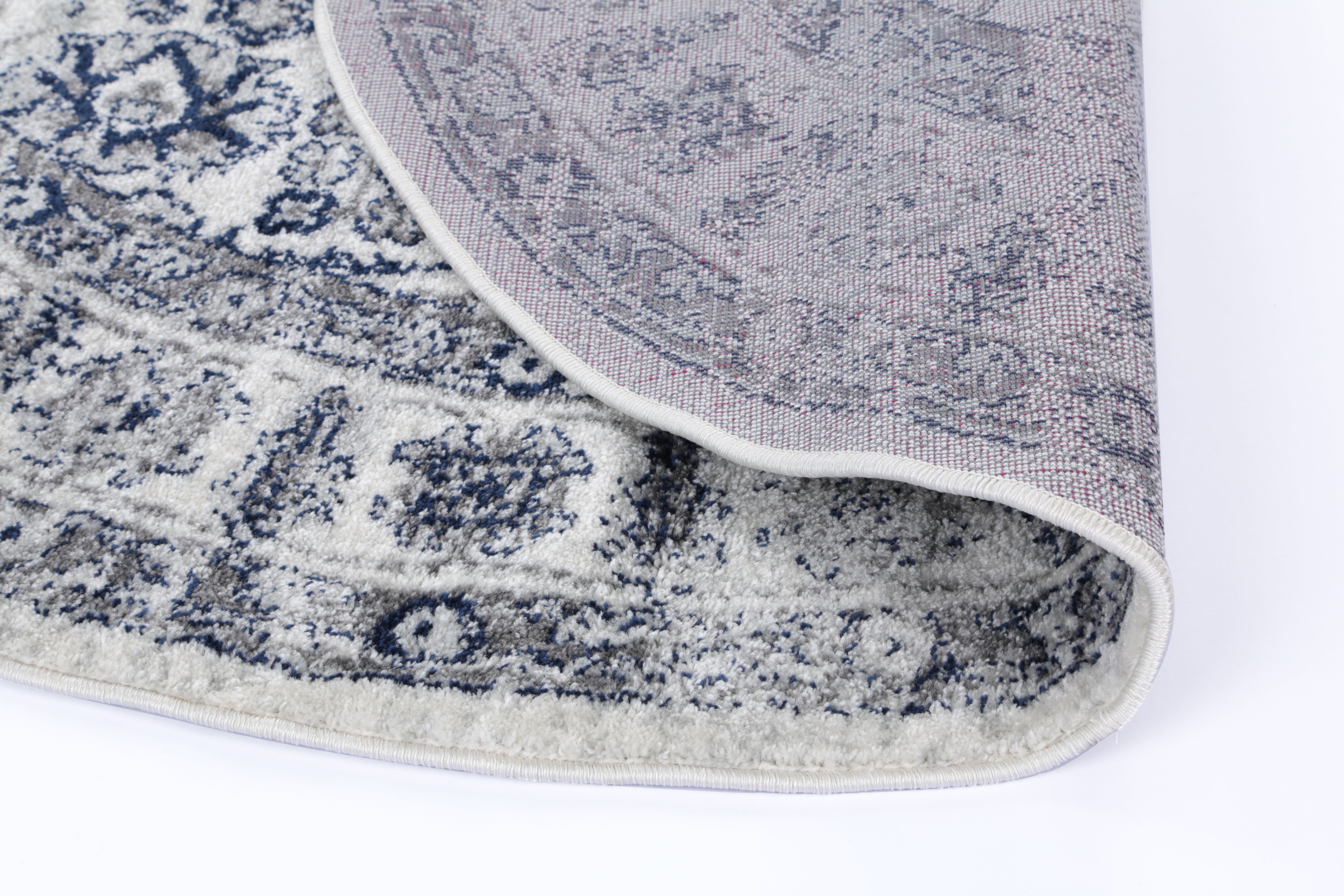 Trendy Navy Floral Area Rug from Ligures Collection - Ideal for Any Room