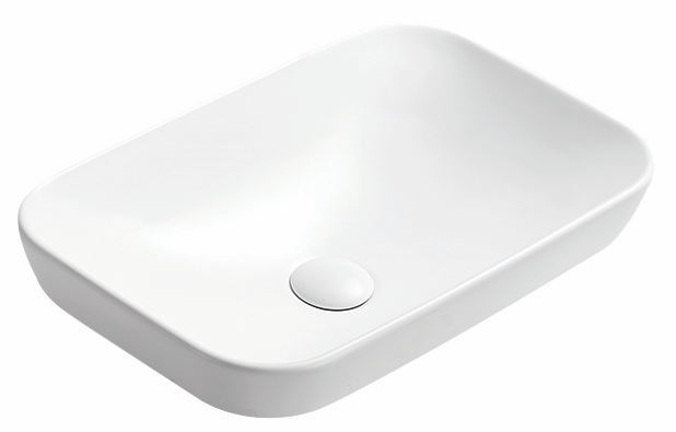 Glossy White Ceramic Rectangle Basin (515x340x155) - POSEIDON Style