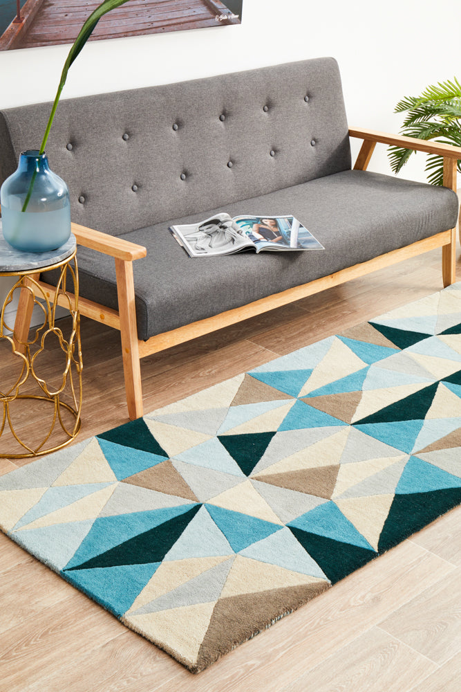 Exclusive Matrix Pure Wool Turquoise Runner Rug - 901