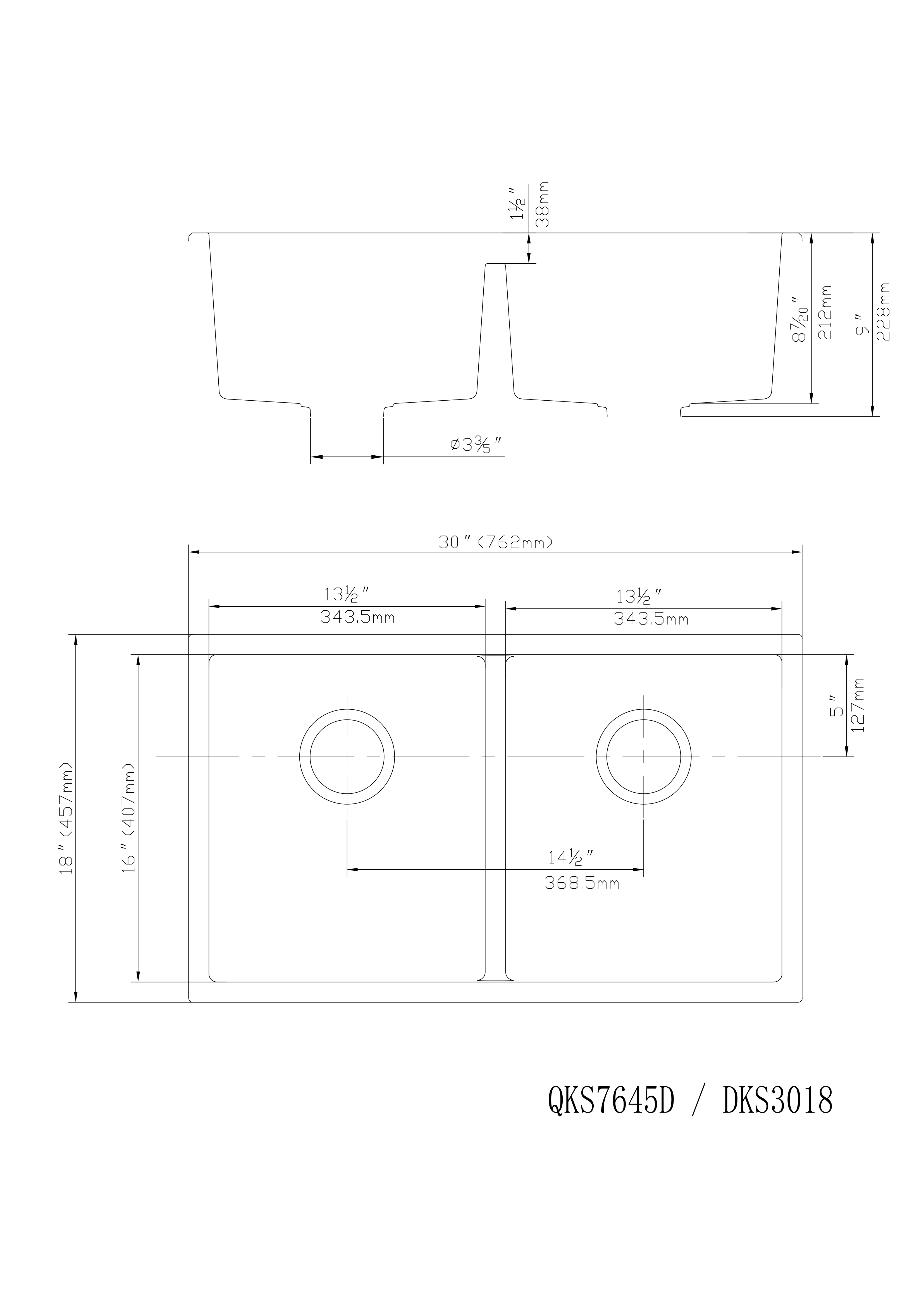 Hot Sale! Matte Black Quartz Undermount Double Bowl Kitchen Sink, 762x457x228mm