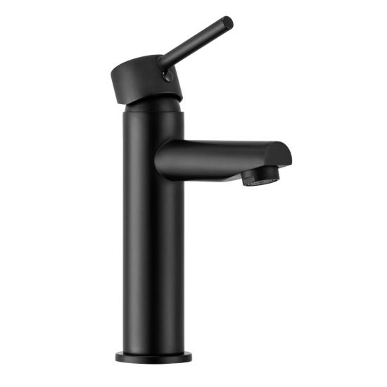 LUCID PIN Round Black Tall Basin Mixer - Ideal for Modern Bathrooms