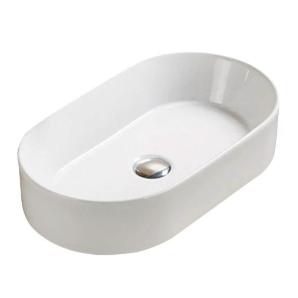 Oval Matte White Ceramic Basin (525x300x115mm) with French Fluted Design