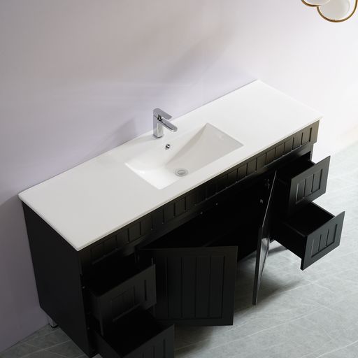 1500mm Acacia Shaker PVC Floor Vanity with Single/Double Bowl Option